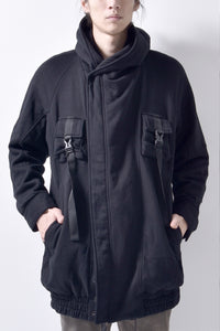 2102-JK03C Hooded Fleece Coat Black