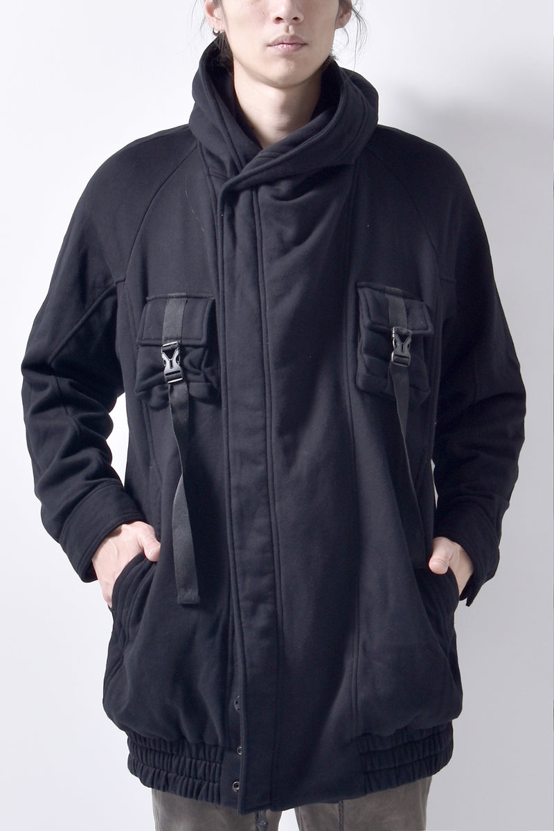 2102-JK03C Hooded Fleece Coat Black