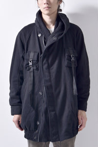 2102-JK03C Hooded Fleece Coat Black