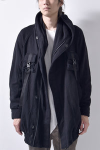 2102-JK03C Hooded Fleece Coat Black