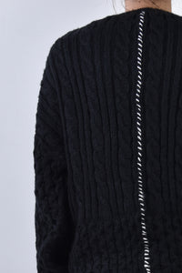 2002-KT01 Cable Combi Mohair Pullover Black