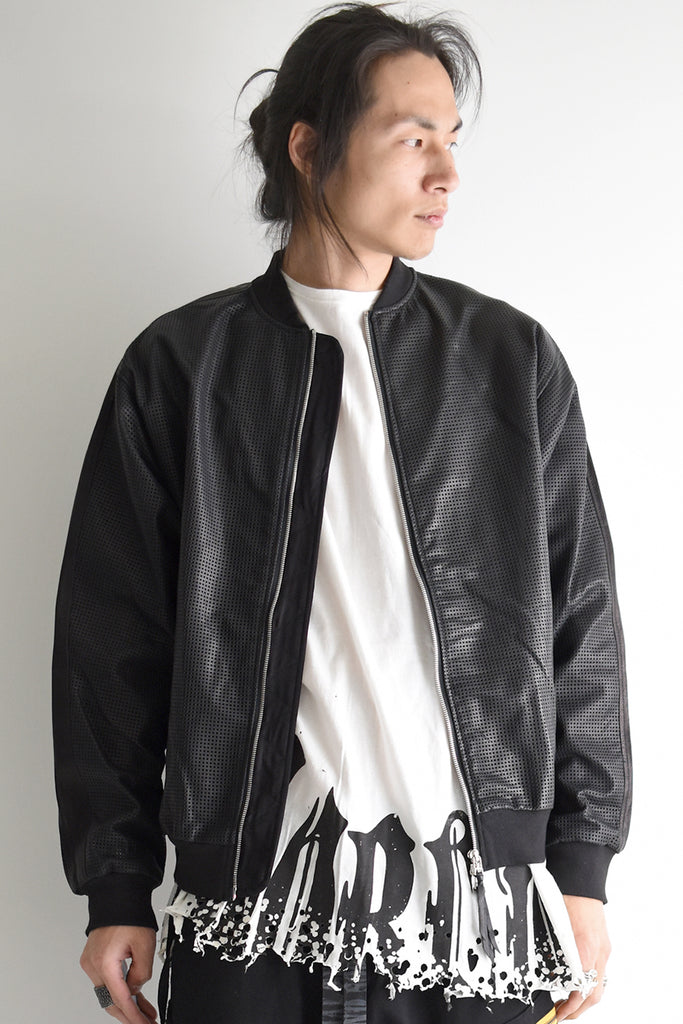 1901-JK05 Mesh Leather MA-1 Black