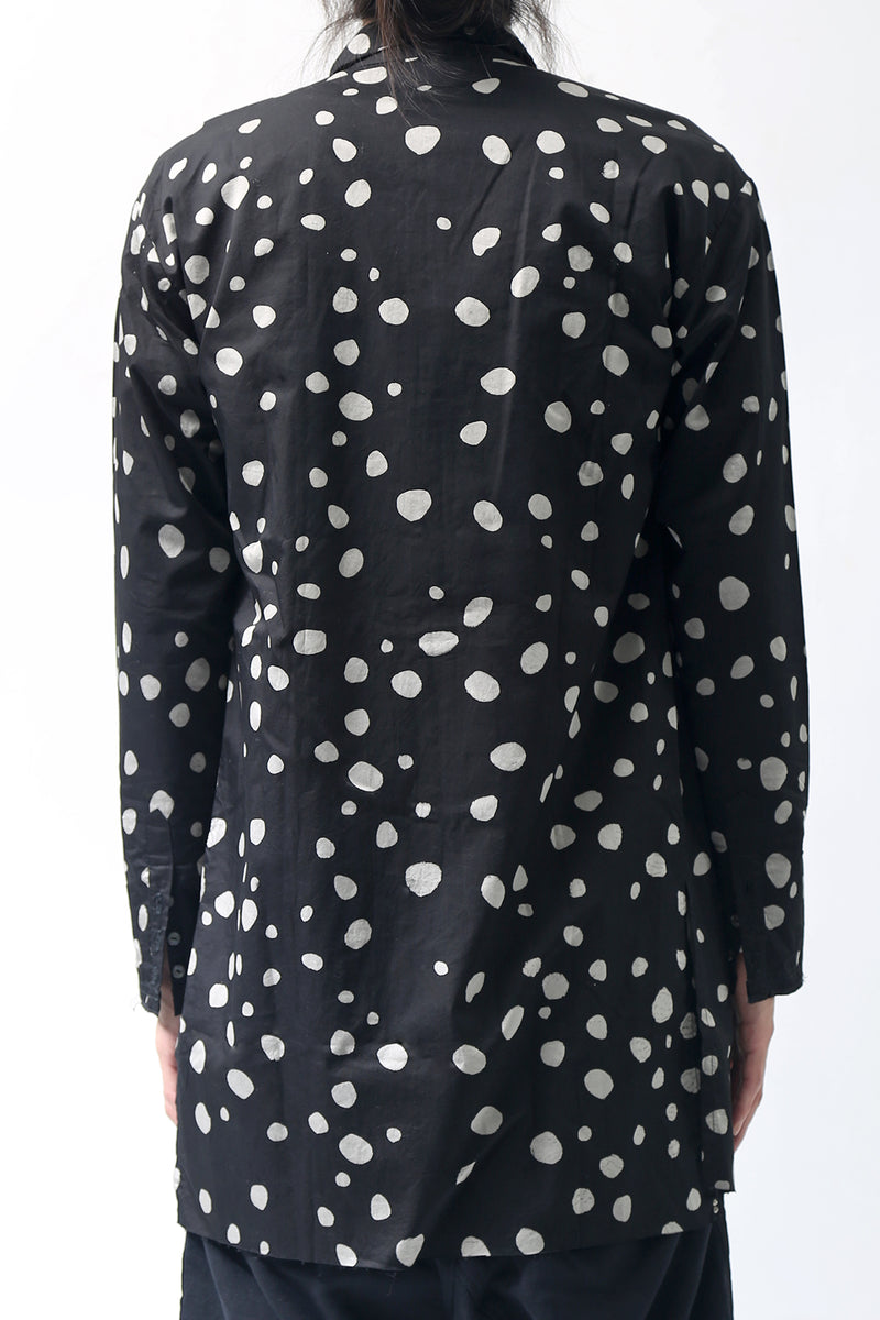 1902-SH01 Polka Dot Long Shirt Black