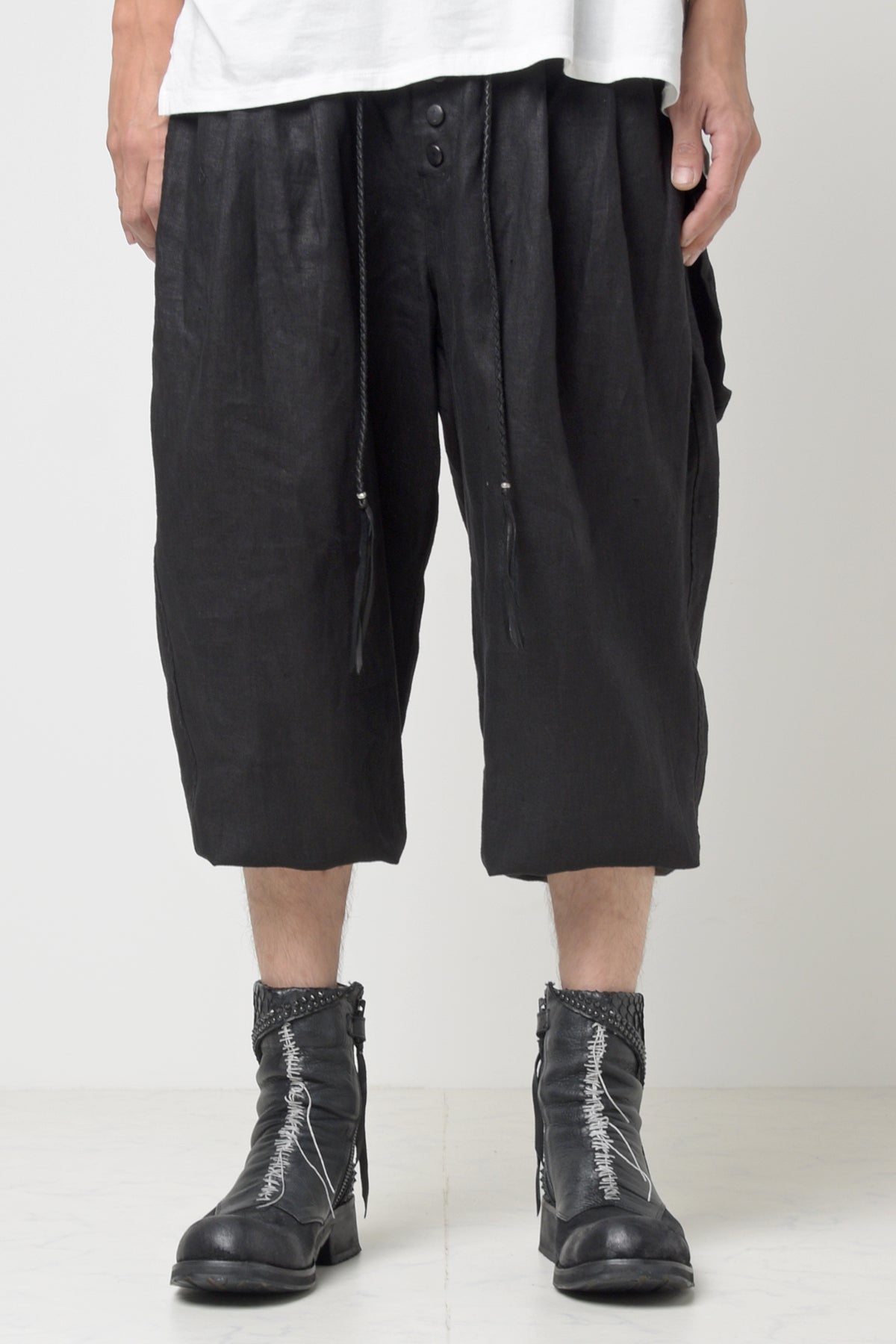 2301-PT03 Linen Lazy Pants Black