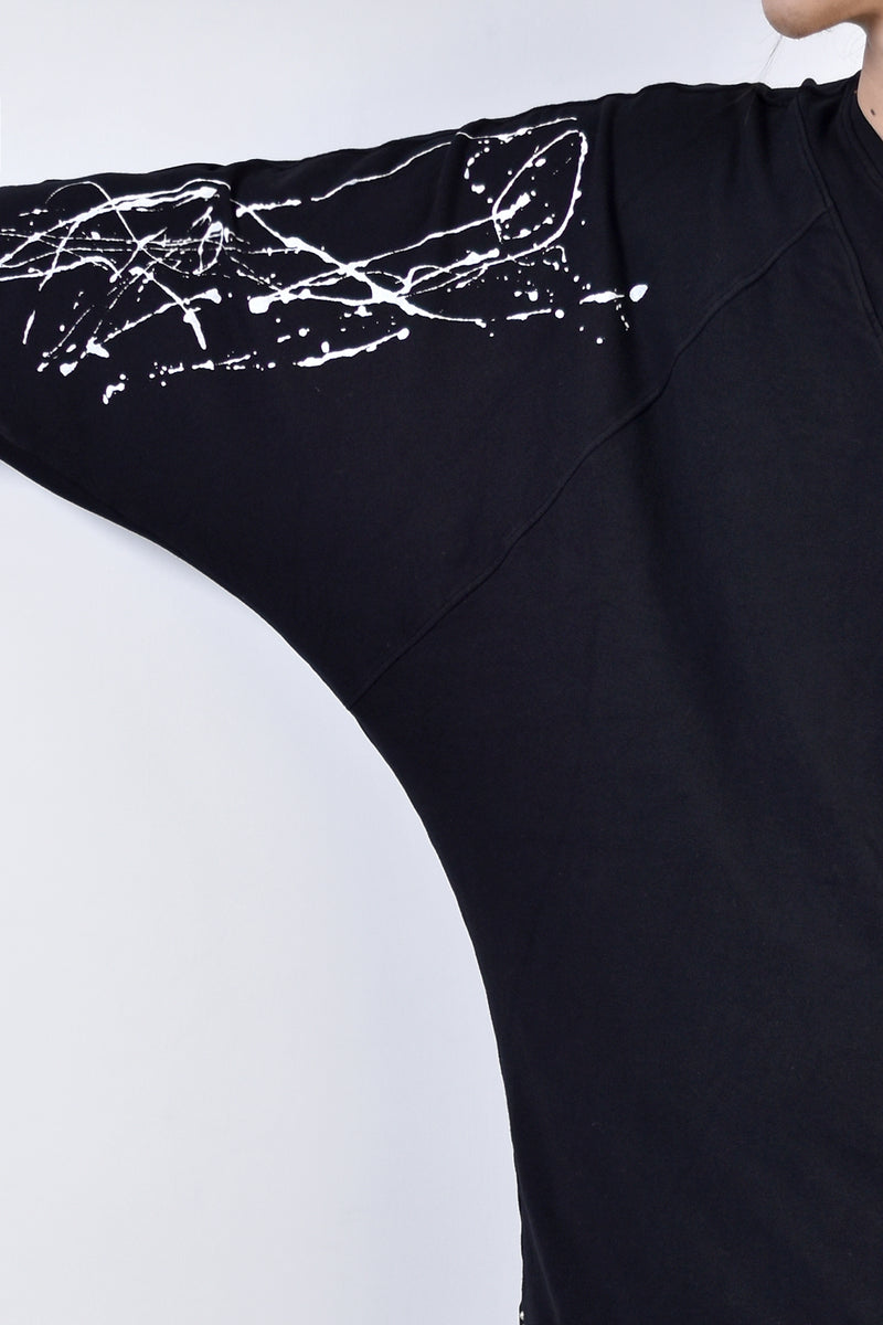 2002-TP04A Splash Bamboo Dolman Pullover Black