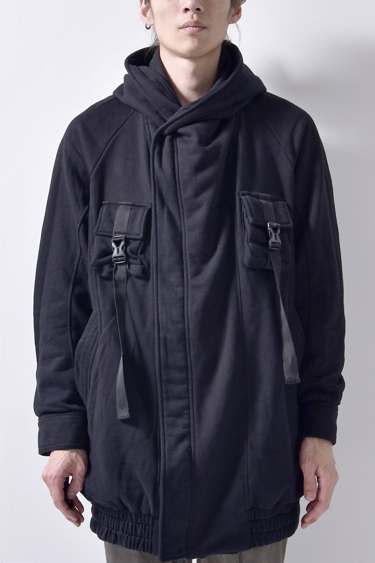 2102-JK03C Hooded Fleece Coat Black