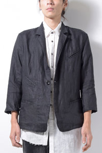 2201-JK04A Back Stitch Cropped Sleeve JKT Black