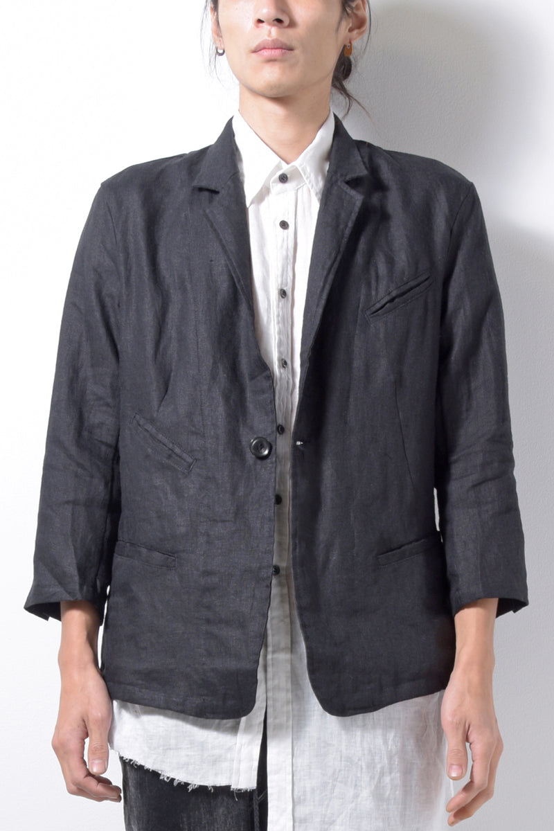 2201-JK04A Back Stitch Cropped Sleeve JKT Black