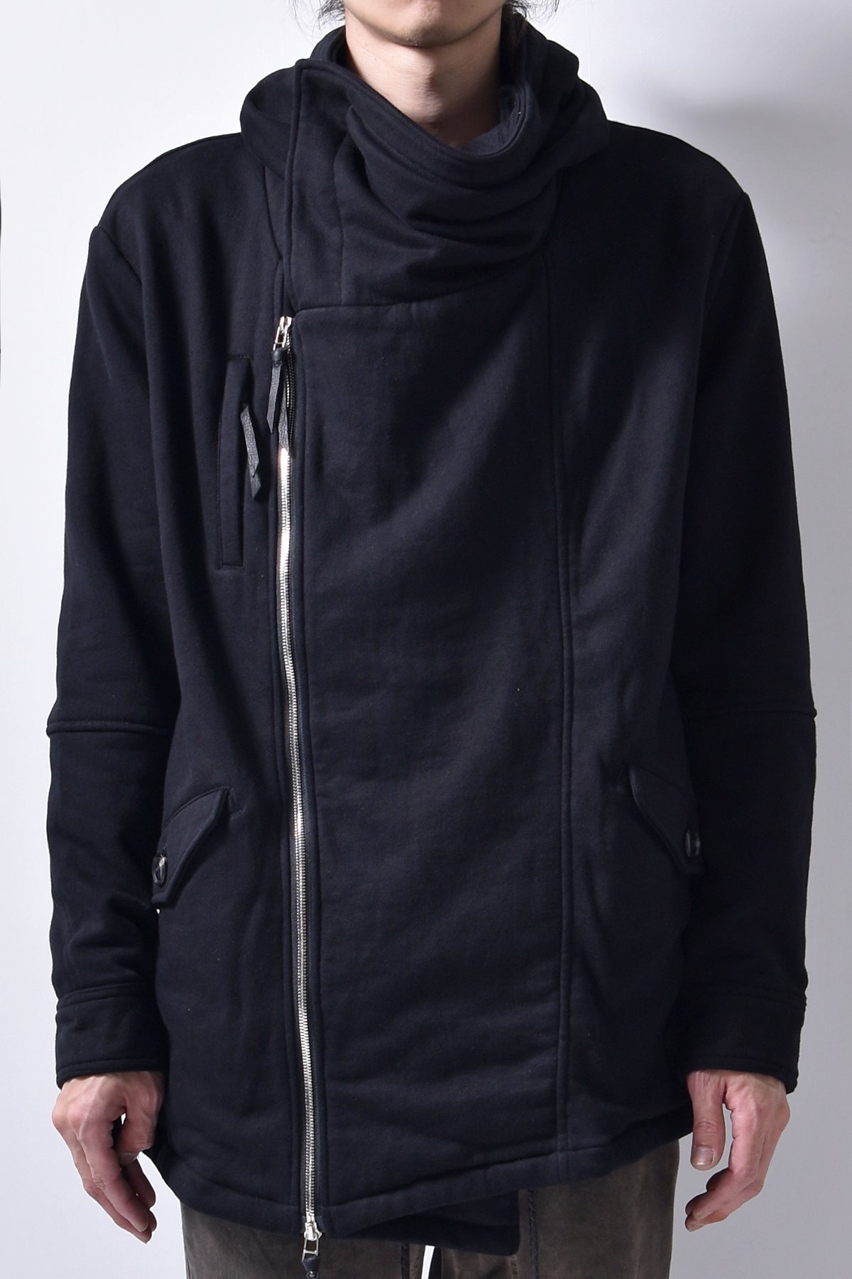 2102-JK04 Hooded Over Fleece Coat Black