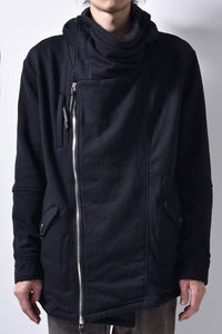 2102-JK04 Hooded Over Fleece Coat Black