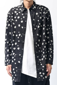 1902-SH01 Polka Dot Long Shirt Black