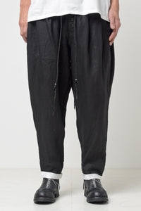 2301-PT04 Linen Lazy Layered Pants Black