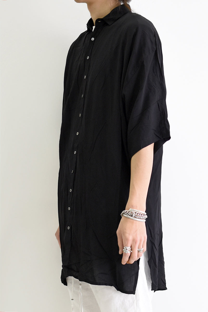 1901-SH03B Tesla Rayon Lazy Shirt Black