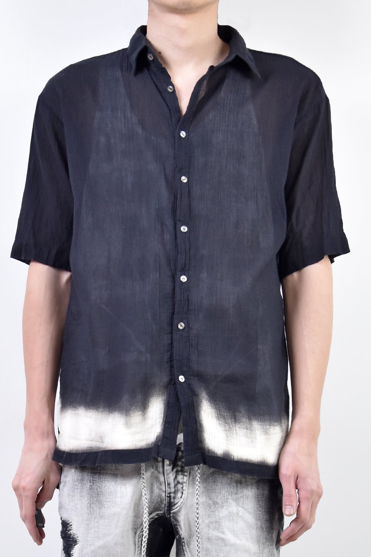 2101-SH04B Discharged Crepe Cotton Slim Shirt 01