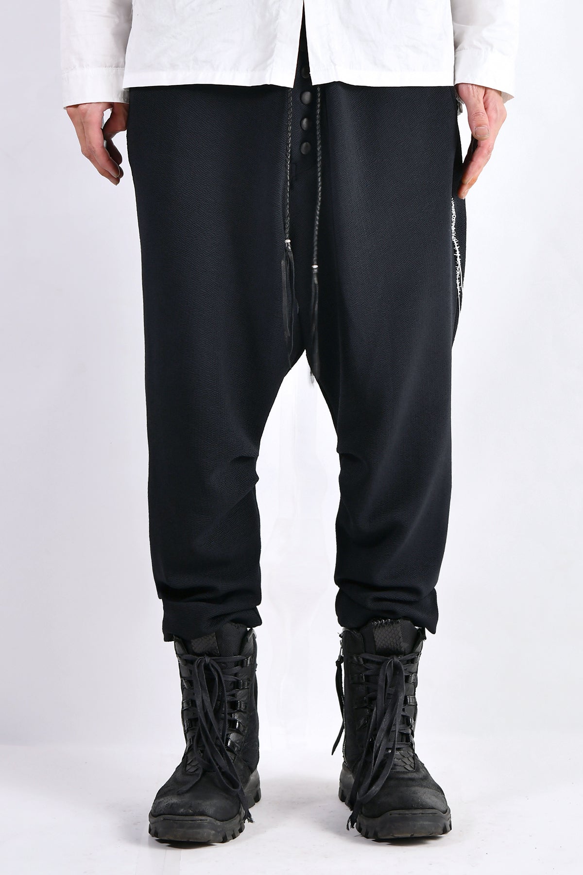 2102-PT06 Nylon Stretch Track Pants Black