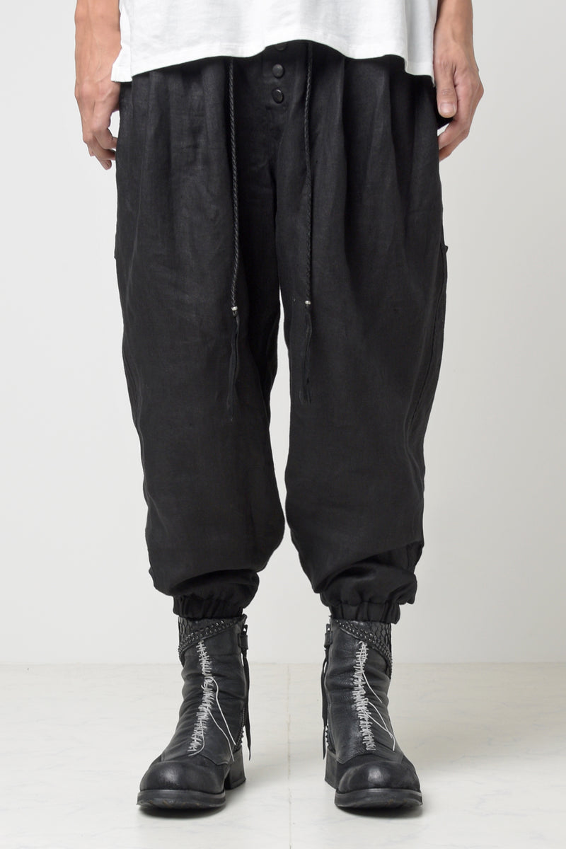 2301-PT03 Linen Lazy Pants Black