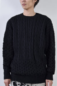 2002-KT01 Cable Combi Mohair Pullover Black