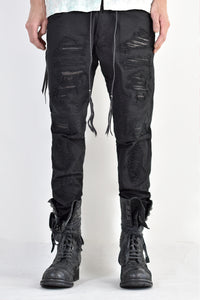 1702-PT02A Crush Skinny Twill Pants 07A Black