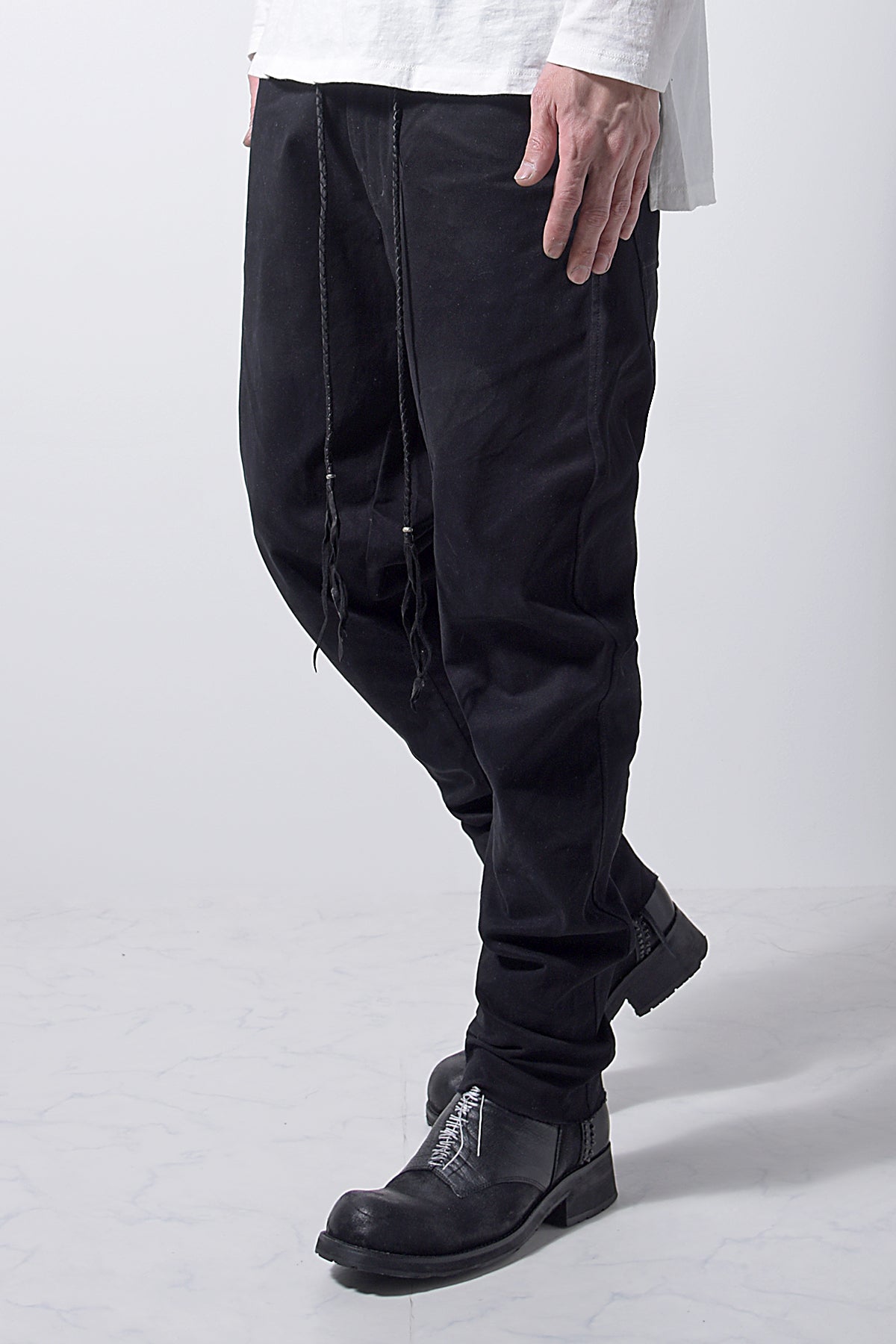 2202-PT01A Drop Crotch Pants Black