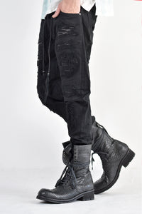 1702-PT02A Crush Skinny Twill Pants 07A Black