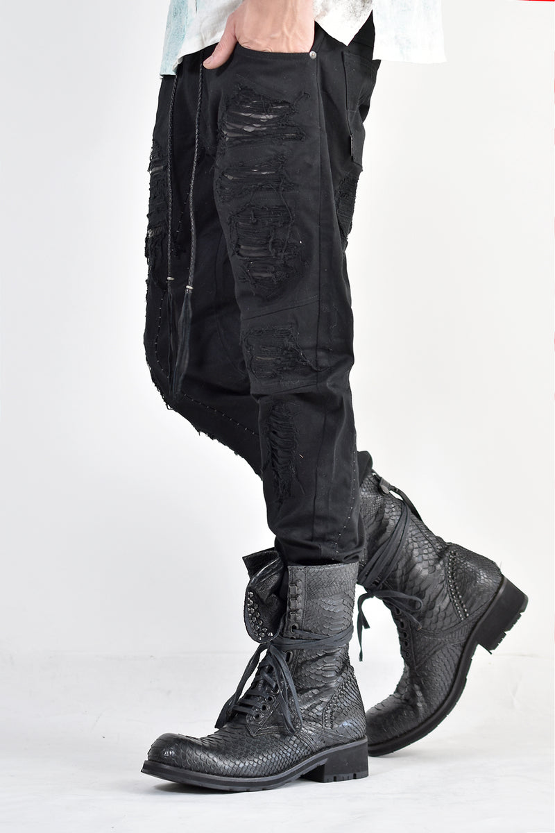 1702-PT02A Crush Skinny Twill Pants 07A Black