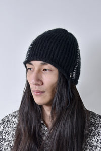2002-KT05 Cable Mohair Beanie 02 Black