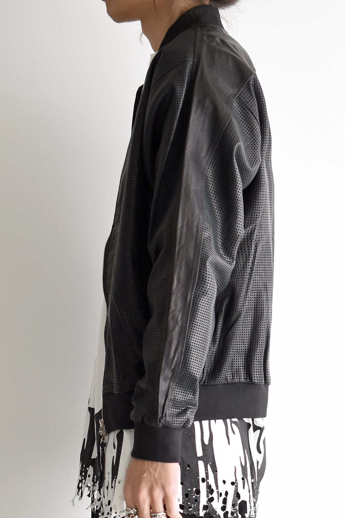 1901-JK05 Mesh Leather MA-1 Black