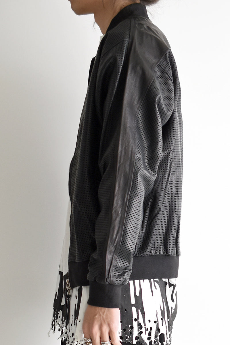 1901-JK05 Mesh Leather MA-1 Black