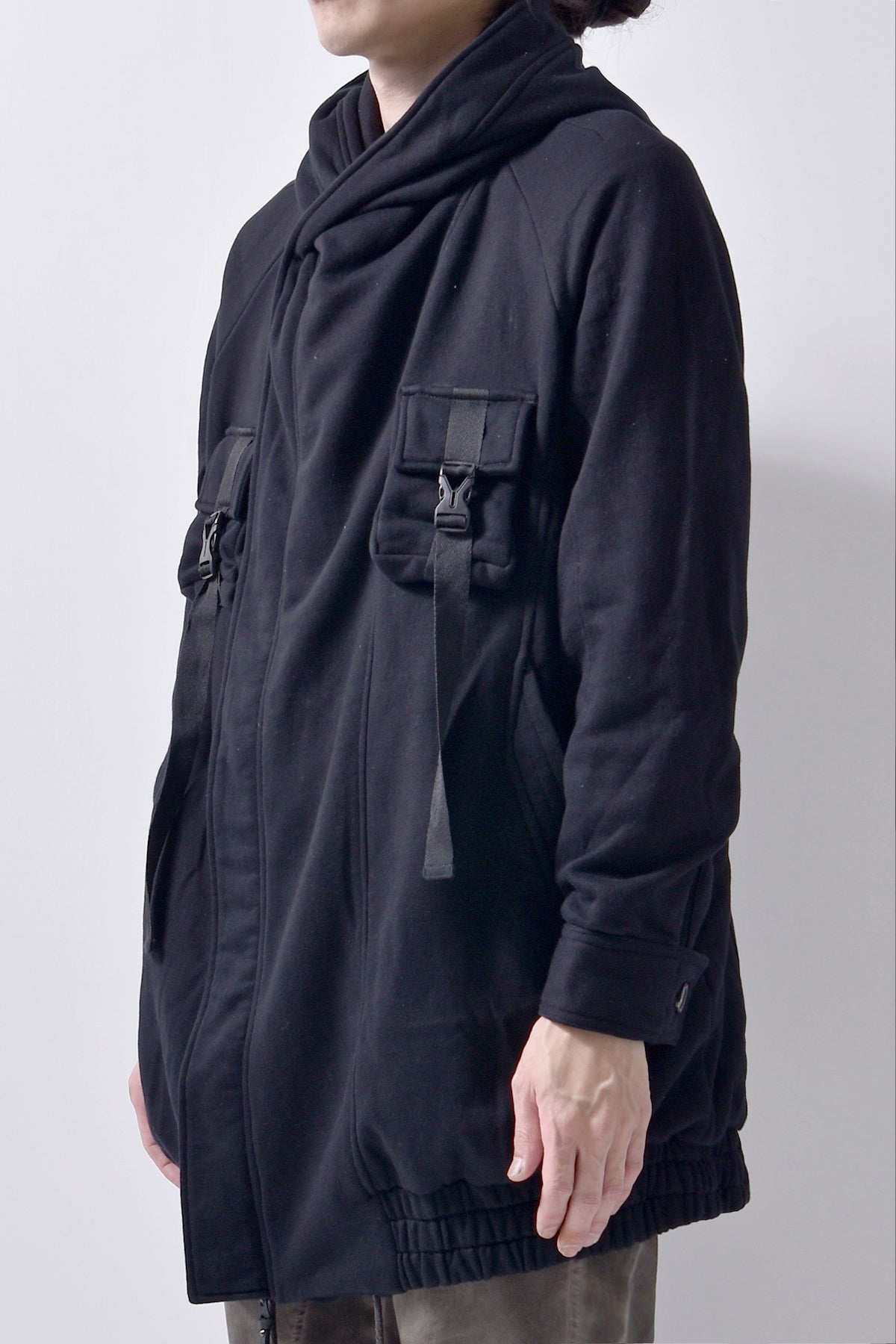 2102-JK03C Hooded Fleece Coat Black