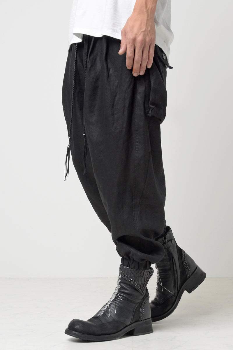 2301-PT03 Linen Lazy Pants Black