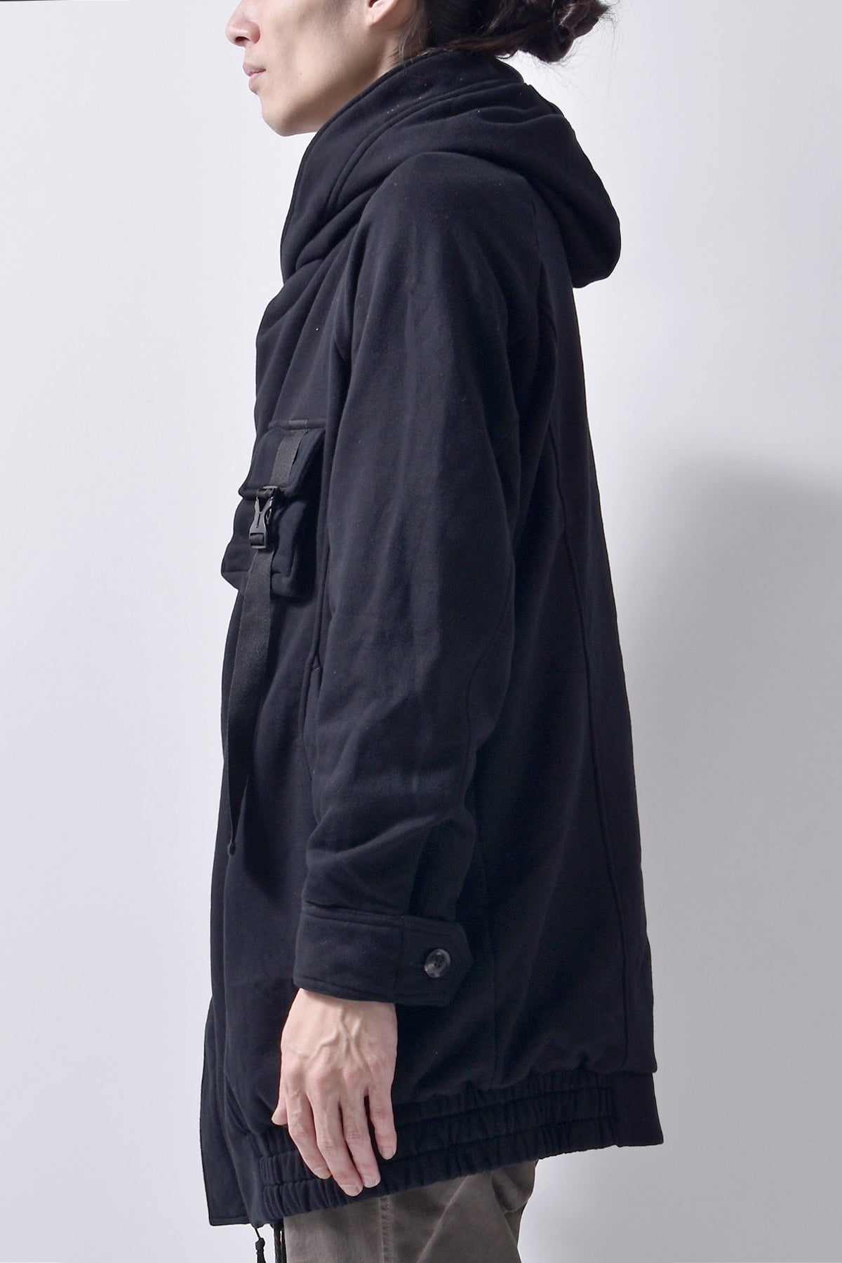 2102-JK03C Hooded Fleece Coat Black
