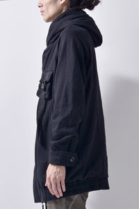 2102-JK03C Hooded Fleece Coat Black