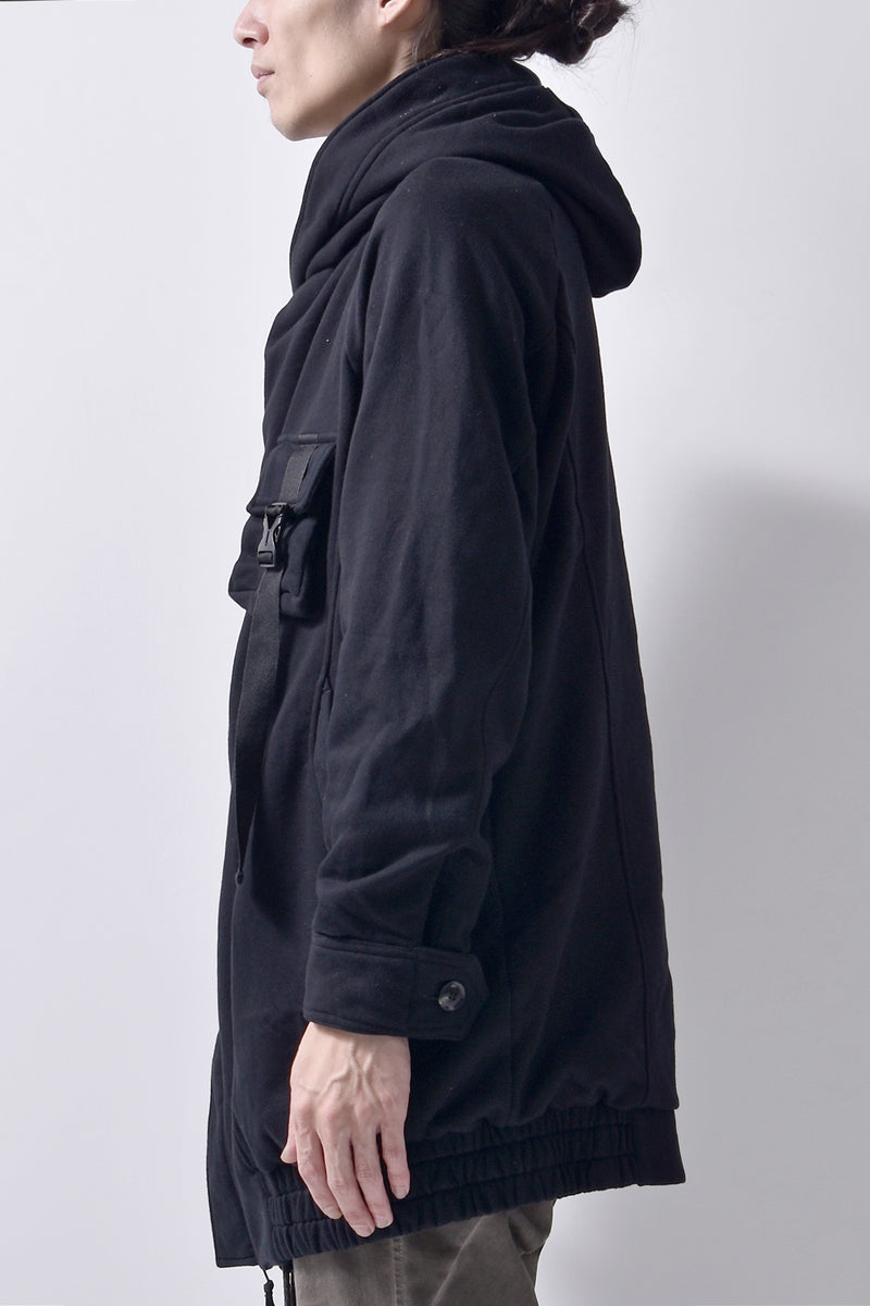 2102-JK03C Hooded Fleece Coat Black