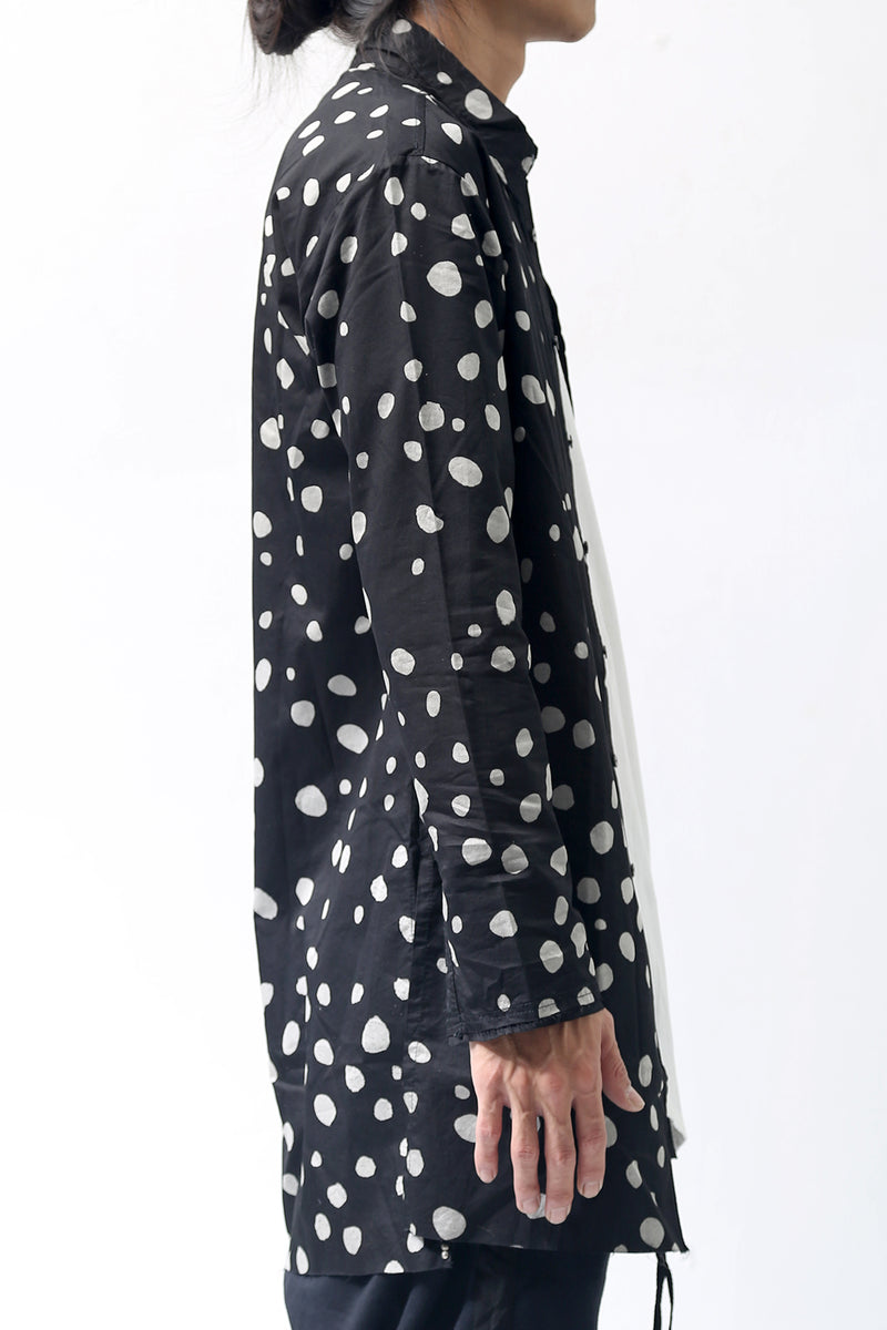 1902-SH01 Polka Dot Long Shirt Black