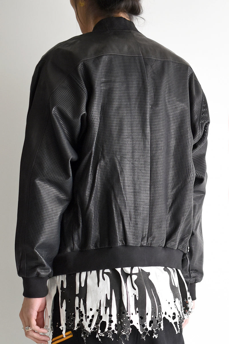 1901-JK05 Mesh Leather MA-1 Black