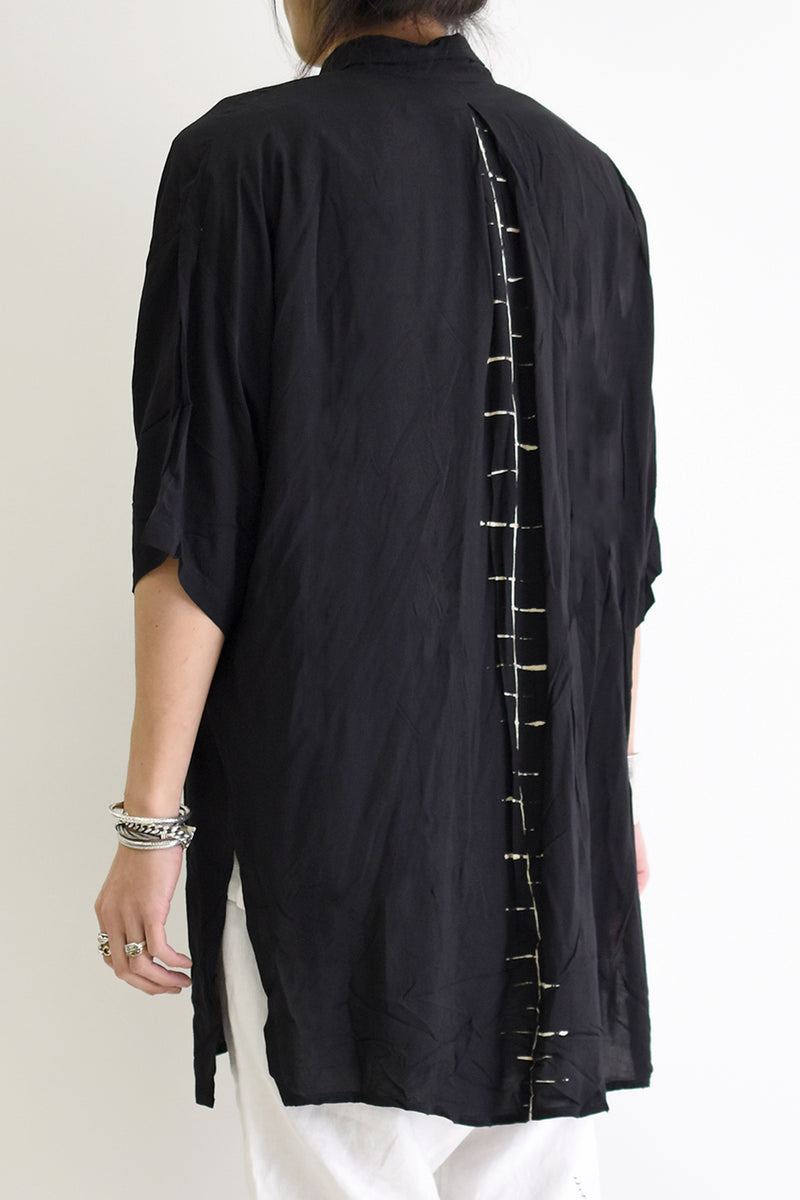 1901-SH03B Tesla Rayon Lazy Shirt Black