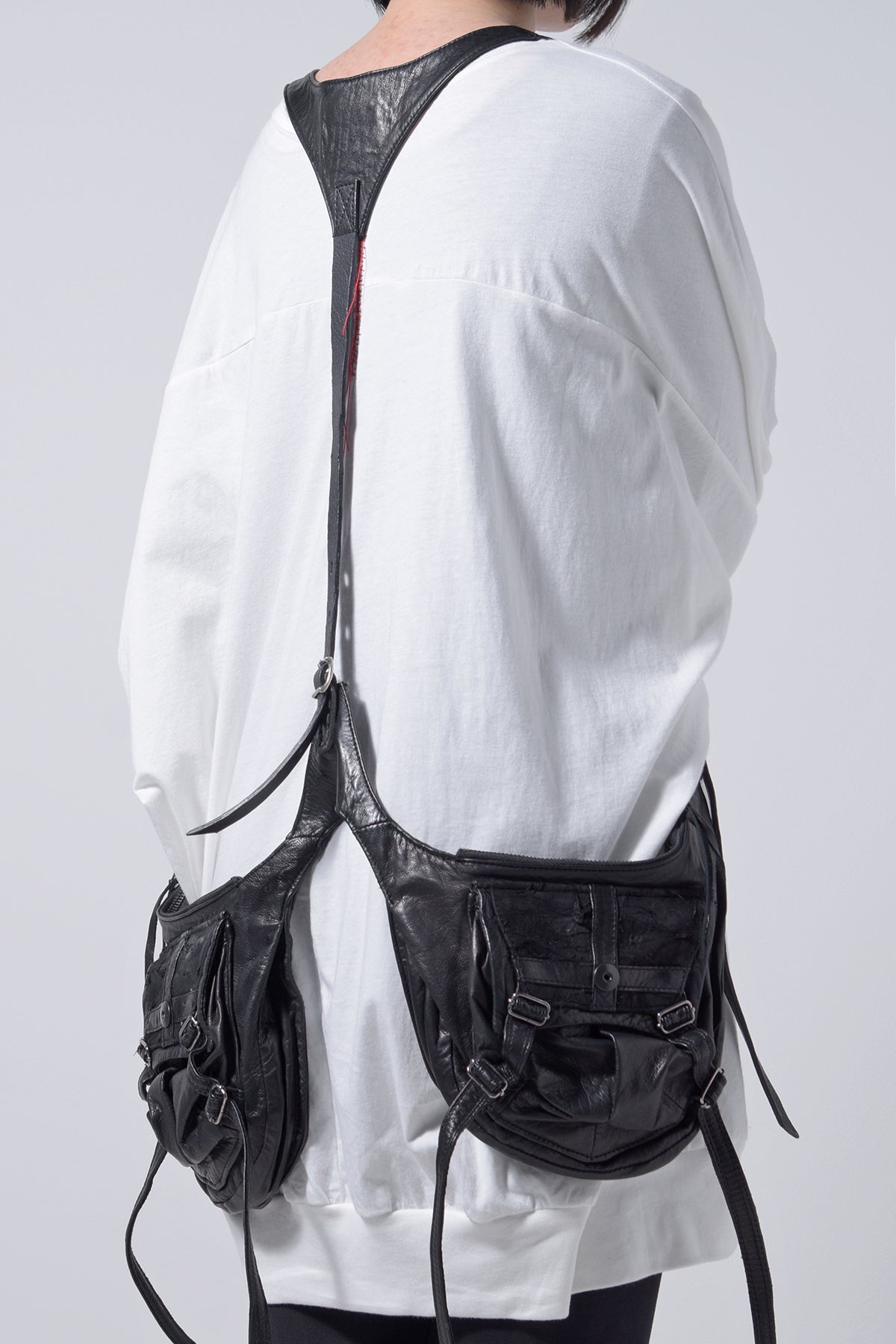 design leather west bag Y2K お兄さん系 kmrii Auth KMRii Studded Leather Waist Bag Utility Belt Y2K Archive