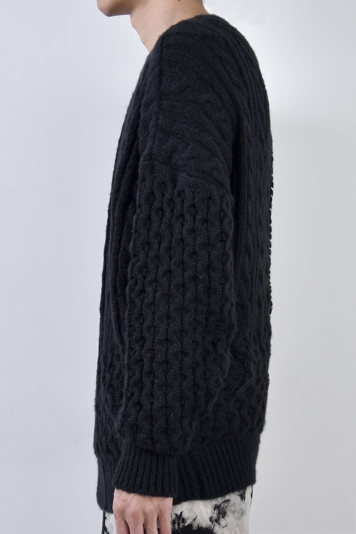 2002-KT01 Cable Combi Mohair Pullover Black