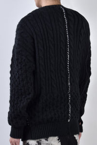 2002-KT01 Cable Combi Mohair Pullover Black