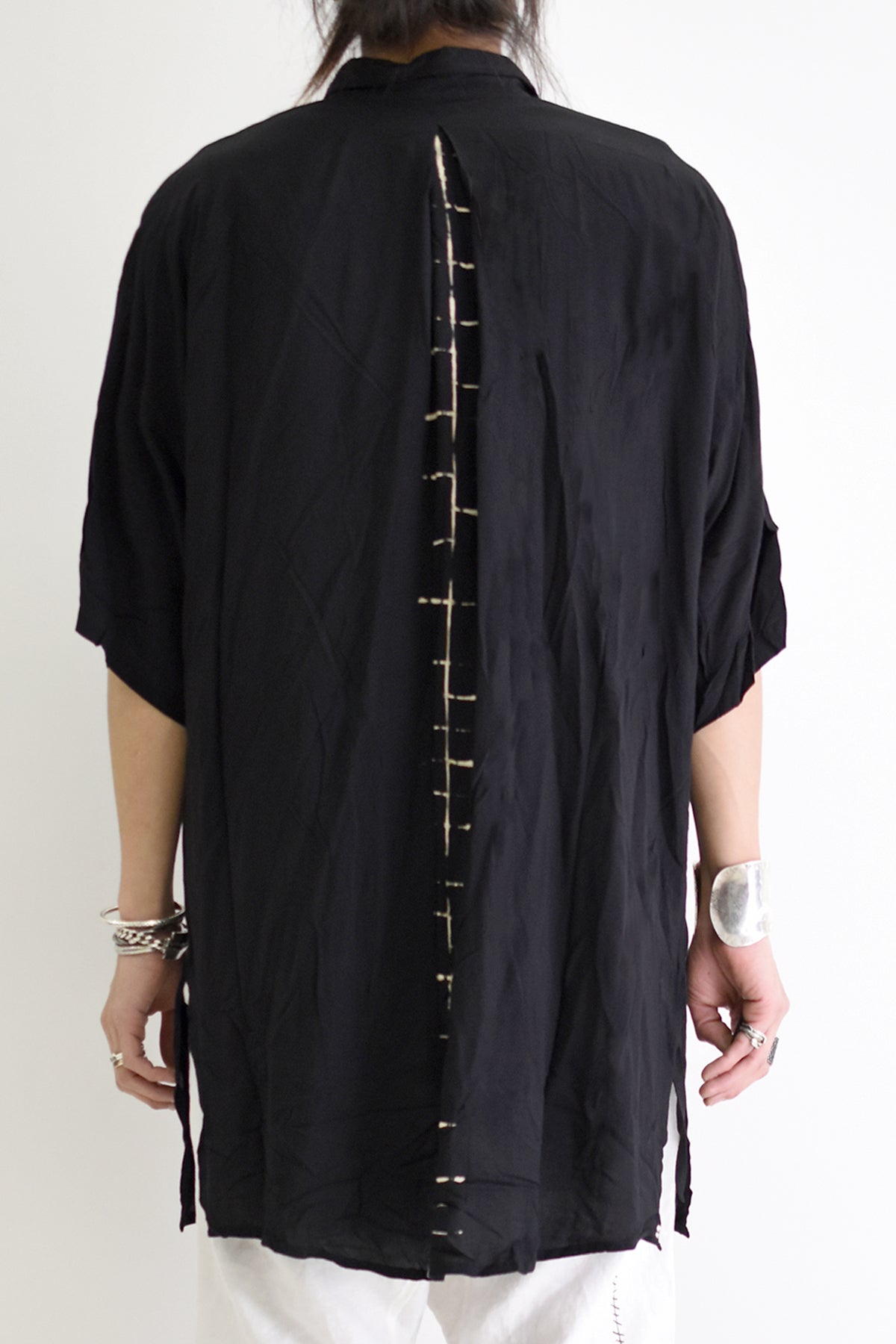 1901-SH03B Tesla Rayon Lazy Shirt Black