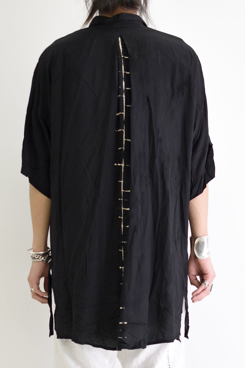 1901-SH03B Tesla Rayon Lazy Shirt Black