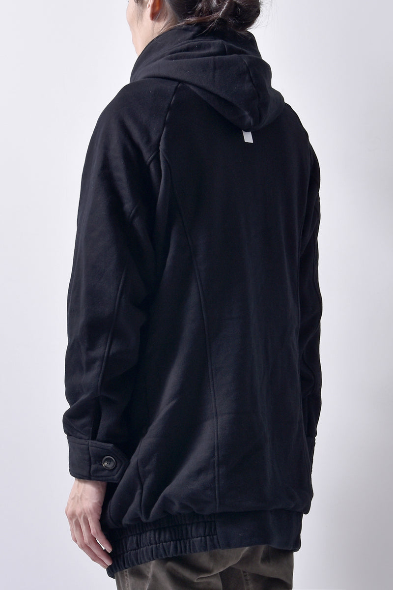 2102-JK03C Hooded Fleece Coat Black
