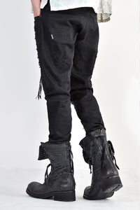 1702-PT02A Crush Skinny Twill Pants 07A Black