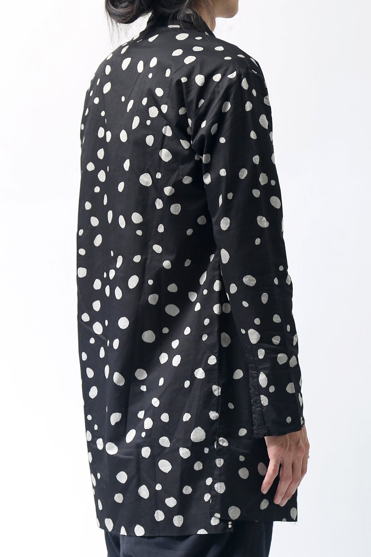 1902-SH01 Polka Dot Long Shirt Black
