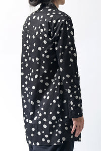 1902-SH01 Polka Dot Long Shirt Black