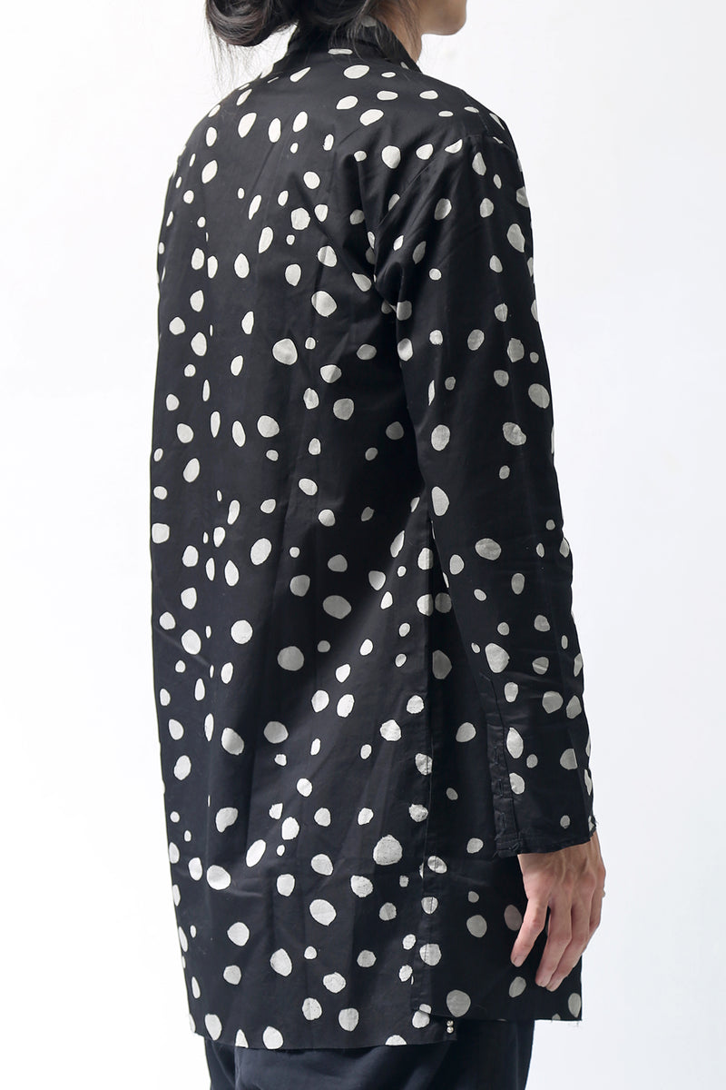 1902-SH01 Polka Dot Long Shirt Black