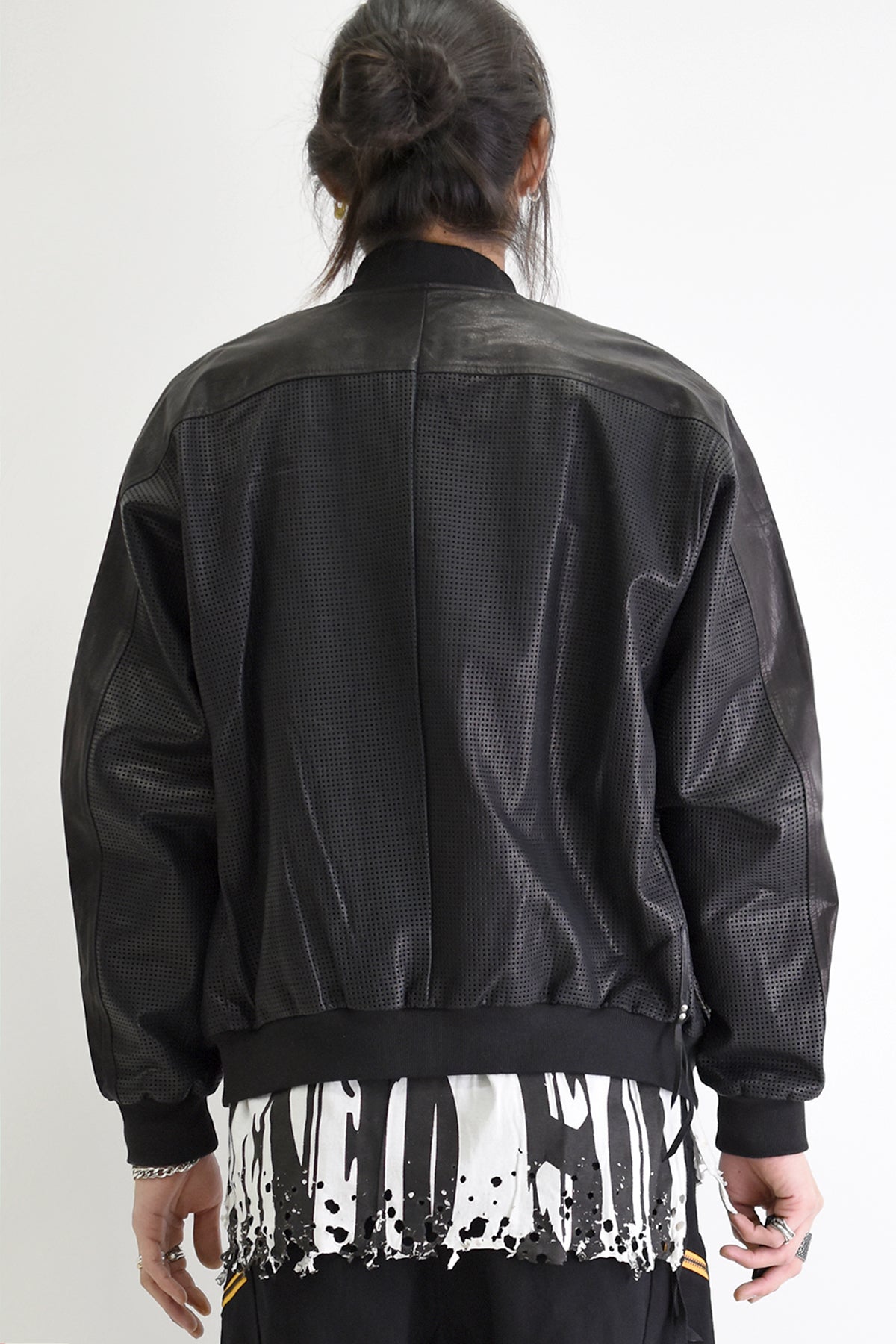 1901-JK05 Mesh Leather MA-1 Black