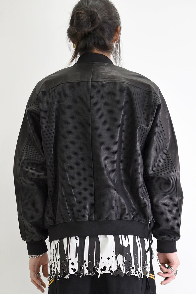 1901-JK05 Mesh Leather MA-1 Black