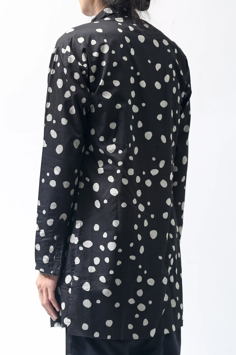 1902-SH01 Polka Dot Long Shirt Black