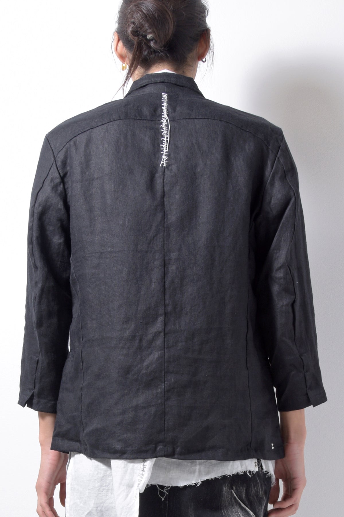 2201-JK04A Back Stitch Cropped Sleeve JKT Black